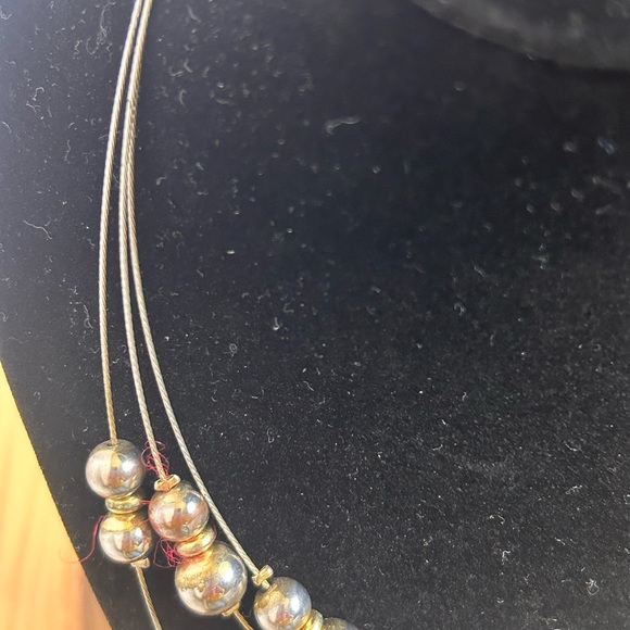 Women’s Gold Tone Beaded 3 layer strand necklace. Adjustable 19 inch length. - Picture 3 of 4